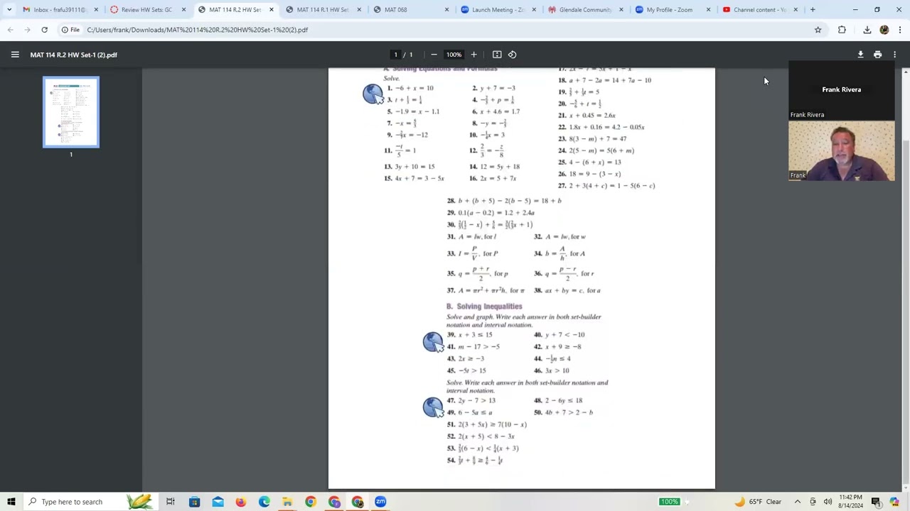 Review Module Walkthrough MAT 121 Online
