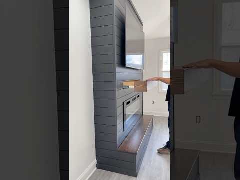 DIY custom electric fireplace with hidden drawer #diy #process #fireplace
