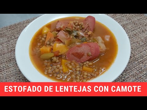 Estofado de lentejas con camote.- RecetasdeLuzMa