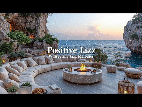 Positive Winter Jazz ❄️ Gentle Jazz In Cafe Cliffside With Calm Wave For Happy Mood, Relief Stres...