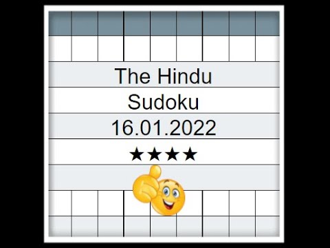 🔊How to Solve The Hindu Sudoku 4 Star | Step by Step Solution | 16.01.2022 | Difficulty Level  ★★★★
