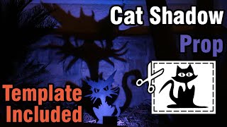 DIY - Halloween spooky cat silhouette projected shadow prop tutorial, template included in link