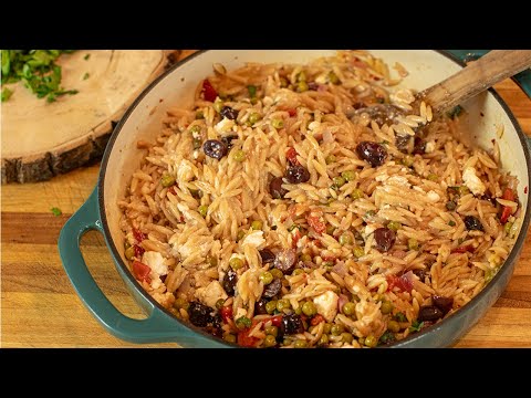 Greek Orzo with Feta & Olives: Ready in 30 mins!