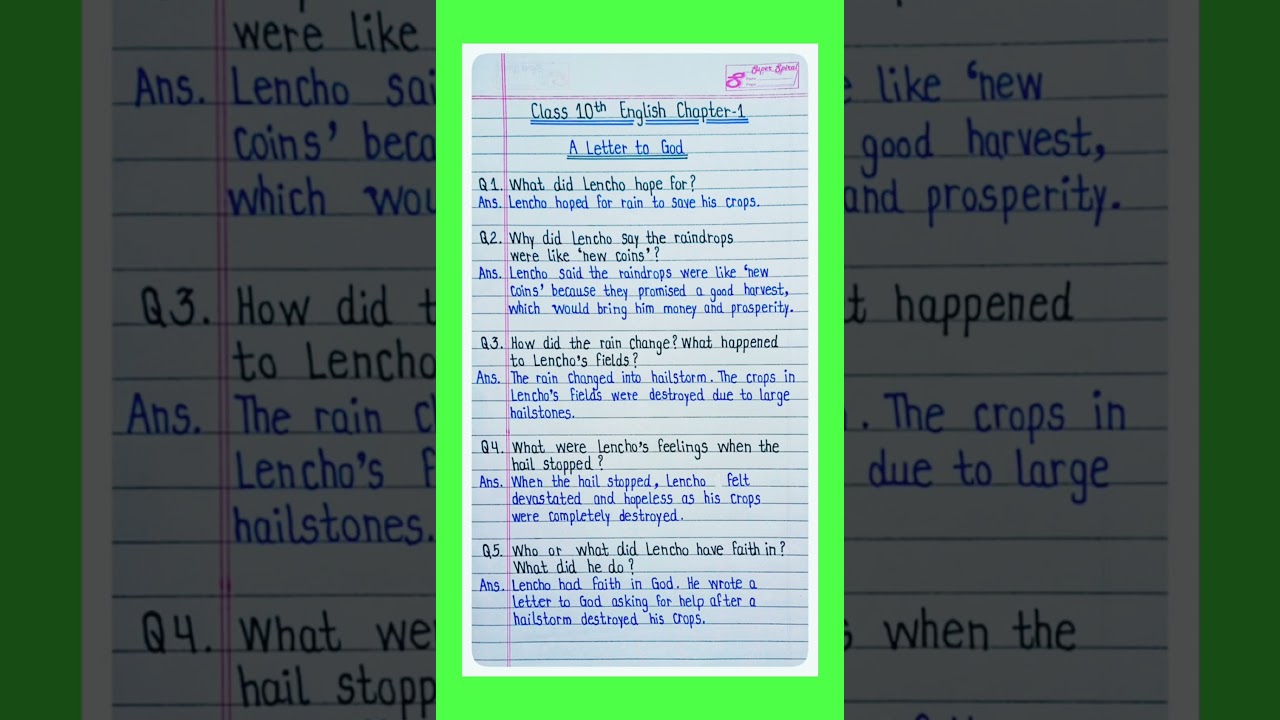 a letter to god question answer. class 10 english chapter 1 question answer. a letter to god short