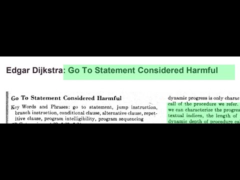Read a paper: Go To Statement Considered Harmful