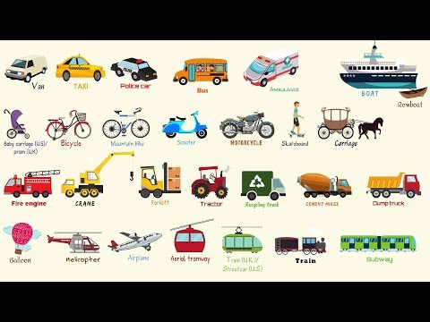 List of Vehicle Names | Types of Vehicles in English | Vehicles Vocabulary Words