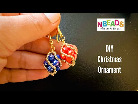 Beaded Christmas Ornament || Christmas Ornament earrings || Nbeads Tutorial ||Rondelle earring