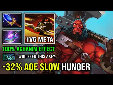 WTF -32% AoE Slow Battle Hunger Solo Mid Axe 1v5 Fulll Aghanim Effect with Unlimited Spin Dota 2