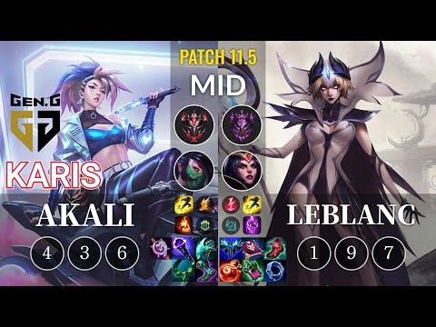 GEN Karis Akali vs LeBlanc Mid - KR Patch 11.5