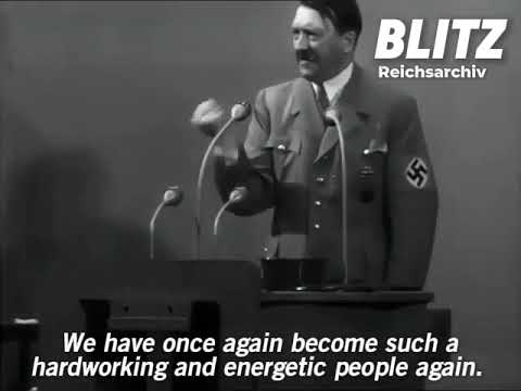 Hitler giving a speech in Krupp Factory, Essen (1936) FULL