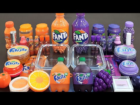 FANTA ORANGE vs GRAPE Slime Mixing Random Into Slime! Satisfying Slime Video ASMR