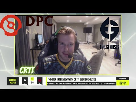 WINNER INTERVIEW WITH CRIT - EVIL GENIUSES VS WILDCARD GAMING - DPC NA 21/2022 Tour 2: Division I