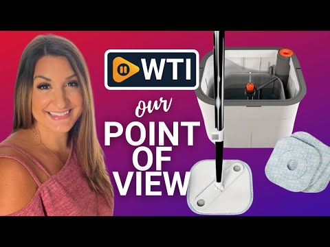 Ultra Spin Mop and Bucket Set | Dirty & Clean Water Separate Technology | Electric Spin Mop | Washable & Reusable Flat Square 4 Microfiber Mop Pads | Self Wringing 360° Rotating - WTI product video review