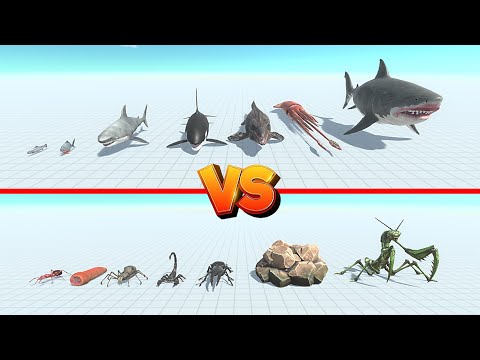 Mutant Megalodon Team Vs Giant Praying Mantis Team - Animal Revolt Battle Simulator