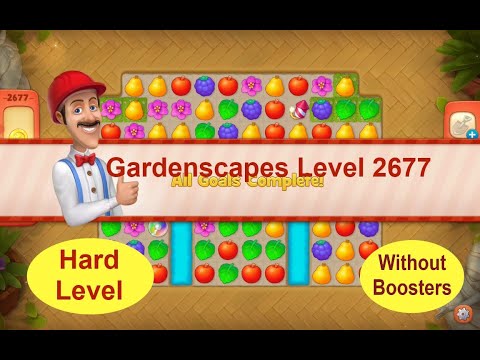 Gardenscapes Level 2677 - [19 moves] [2021] [HD] solution of Level 2677 Gardenscapes [No Boosters]