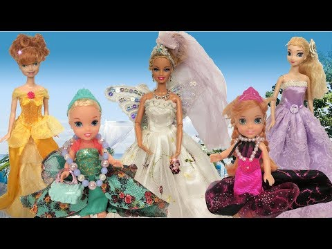 Anna and Elsa Toddlers Wedding ! Shopping for Barbie! Gowns - Dress-Up Doll Fashion Boutique Chelsea