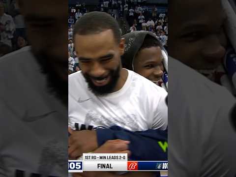 Anthony Edwards crashes Mike Conley’s interview after winning game 2! #Shorts