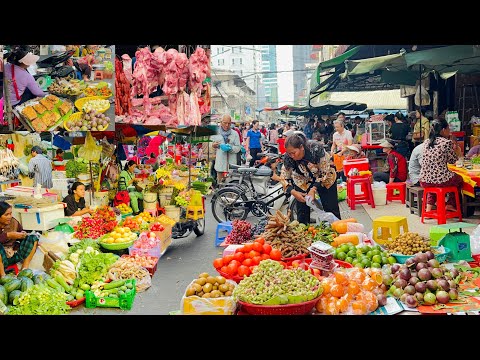 Amazing Routine Food & People Lifestyle @Takhmao Market- Daily Freshness Food, Cupcakes, Seafood