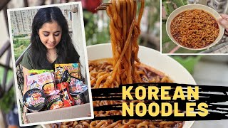 Indians Trying Korean Noodles At Home - Unboxing Video - Super Spicy Korean Noodles