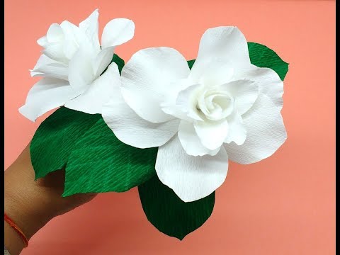 How to make Crepe Paper Flowers Gardenia, क्रेप पेपर से गार्डेनिया कैसे बनाए (flower # 254)