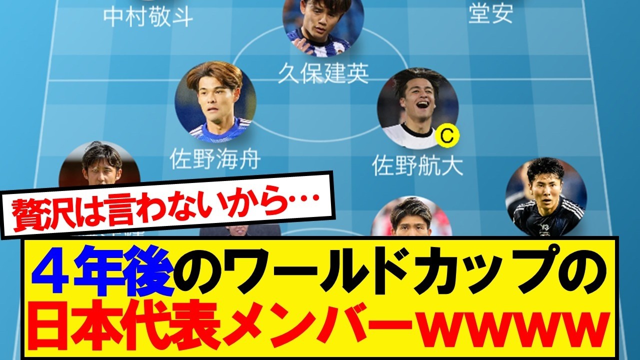 【悲報】4年後のワールドカップの日本代表メンツwwwww