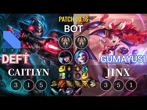 DRX Deft Caitlyn vs T1 Gumayusi Jinx Bot - KR Patch 10.16