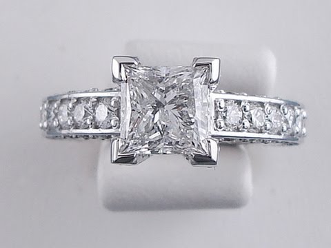 3.00 ctw Princess Cut E SI2 Diamond Engagement Ring - BigDiamondsUSA