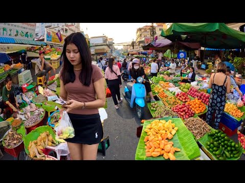 Walk Around Toul Tompoung Market - Best Khmer Food Tour , Cambodia Fresh Market Food