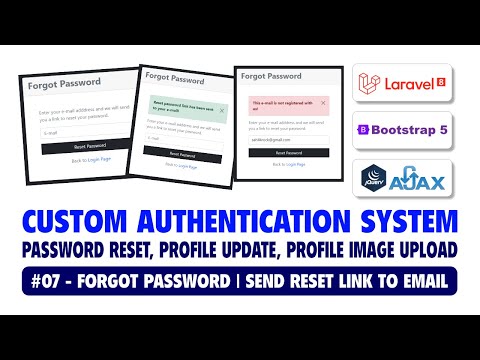 07 Custom Authentication System Using Laravel 8 Bootstrap 5 Ajax | Forgot Password Send Email