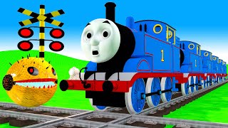 【踏切アニメ】あぶない電車 TRAIN Vs  Charles Thomas 🚦 Fumikiri 3D Railroad Crossing Animation