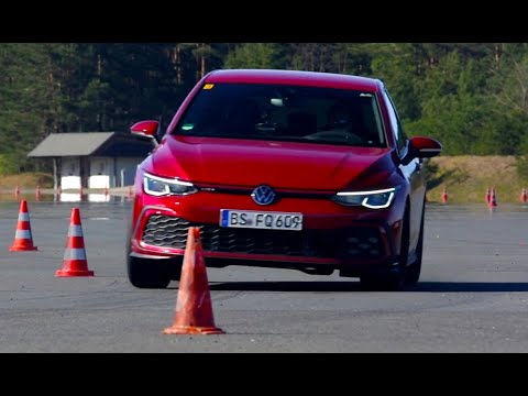 2021 Volkswagen Golf GTI on slalom course and handling circuit