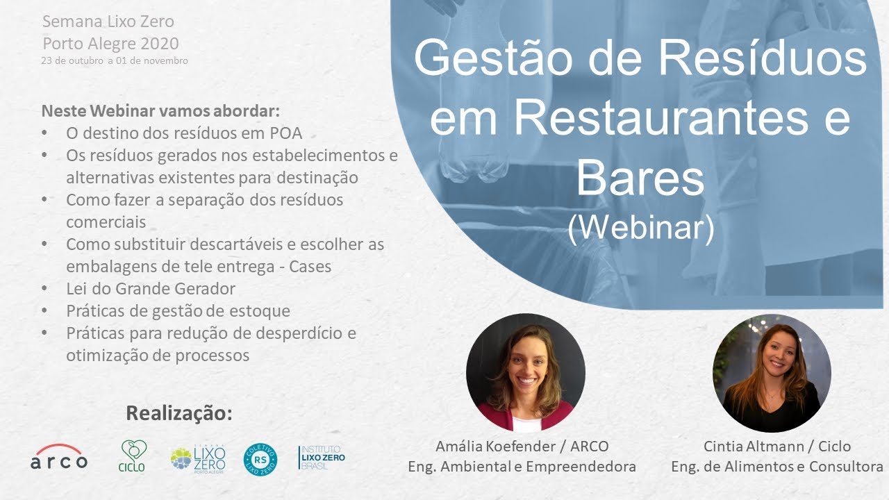 Webinar: Gestão de Resíduos em Restaurantes e Bares