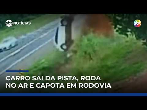 Carro capota e deixa motorista gravemente ferida em rodovia do interior de SP | #SBTNotícias