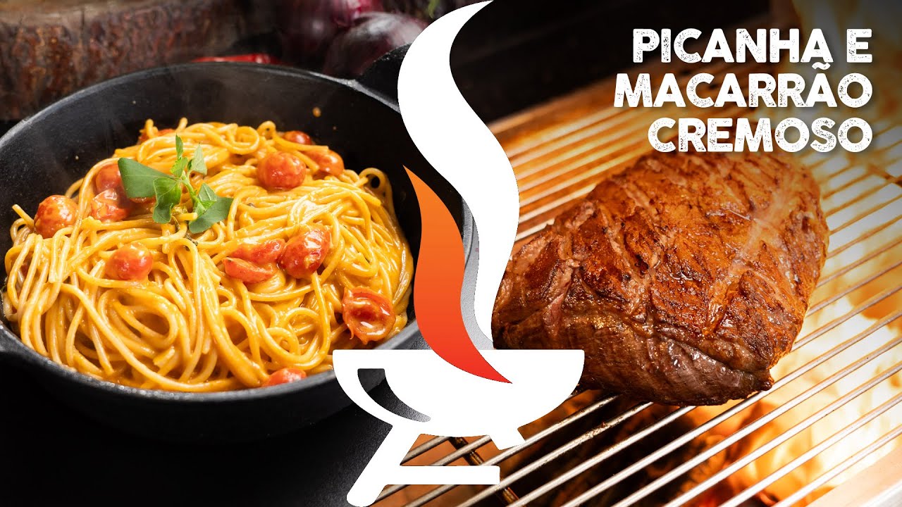 Picanha com macarrão cremoso