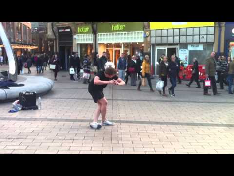 Belfast Buskers: Jamie Knight, freestyle football player in action