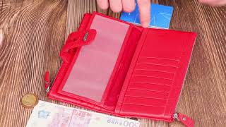 Яскравий жіночий гаманець із зручним функціоналом з натуральної шкіри Canpellini 21895 червоний