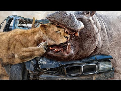 Angry Hippo Attacks Lion and Crushes It with Its Mouth || Wild Animal Attack