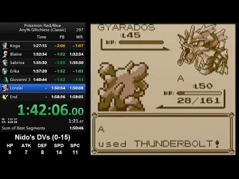 Pokemon Red "Classic" speedrun in 1:56:29