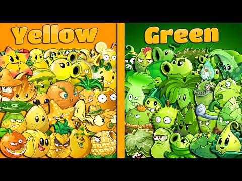All YELLOW vs GREEN Plants Power-Up! in Plants vs Zombies 2