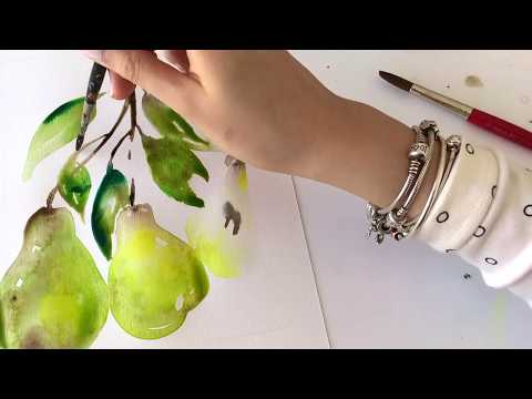 Watercolour Pears fruit, how to