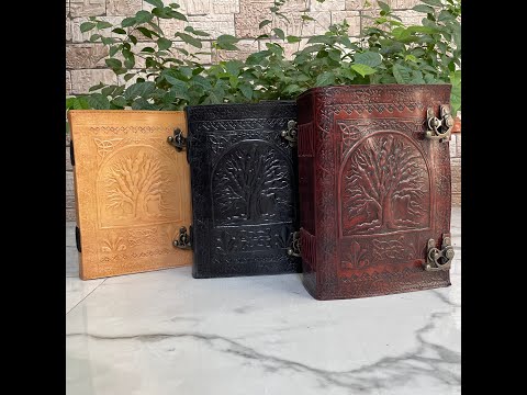 Custom Made Leaf Impression Embossed Leather Journals Made With Handmade Papers