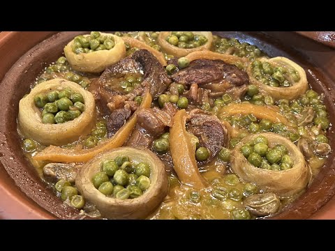 Traditional Moroccan Beef Tagine with Artichoke Hearts and peas