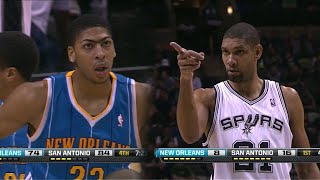 Rookie Anthony Davis vs Tim Duncan Big-Men Duel 2012.12.21 - The Past vs The Future!!
