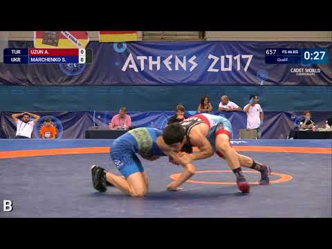 Qual. FS - 46 kg: A. UZUN (TUR) df. S. MARCHENKO (UKR) by VSU, 10-0