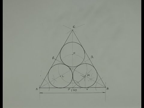 How to draw 3 equal circles in an equilateral triangle touching two sides and two other circles