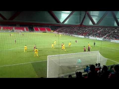 Mirandés-Alcorcon. Gol de Eguaras. 2-0