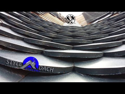 Eingebundene Biberschwanzkehle - Creaton Biber in Schiefergrau - Biberkehle 3 Ziegel breit