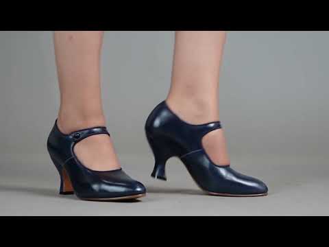 PRE-ORDER Anna May Women's 1920s Mary Jane High Heels (Navy)
