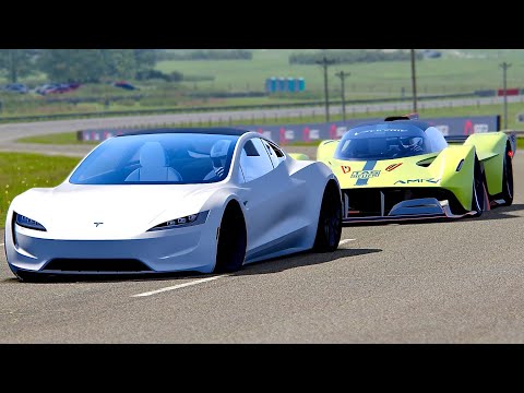 Aston Martin Valkyrie AMR Pro vs Tesla Roadster - Highlands