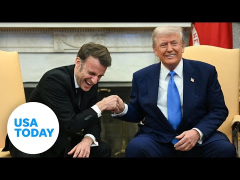 Trump's greets Macron with tug of war handshake at White House USA TODAY